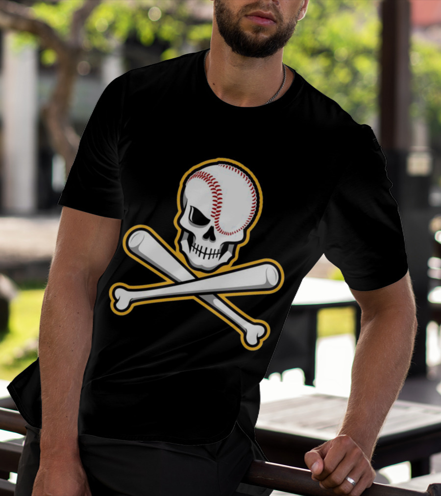 Skull Baseball Bat Crossbones Sports T-Shirt