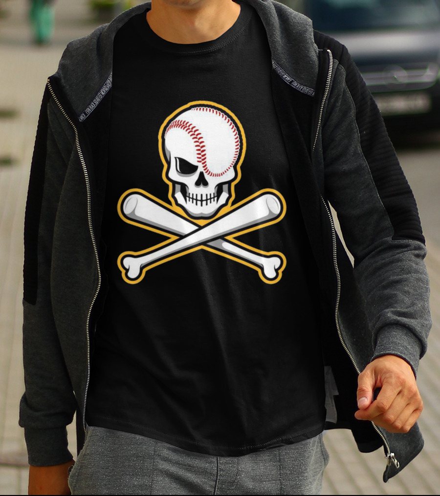 Skull Baseball Bat Crossbones Sports T-Shirt