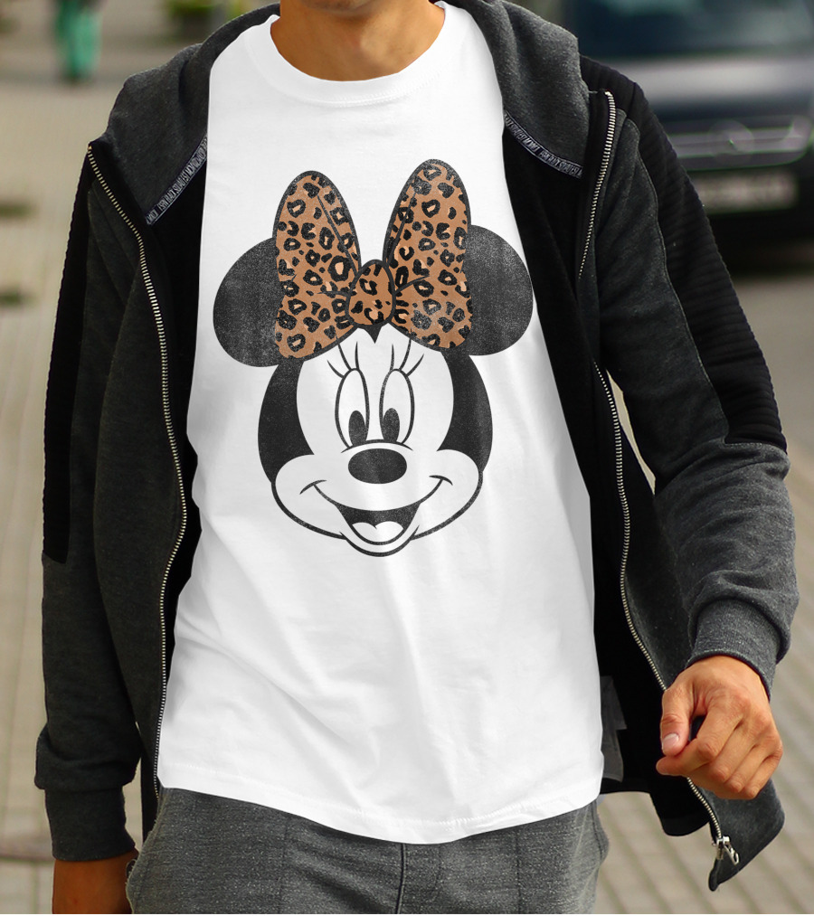 Minnie Mouse Leopard Print Bow Disney Mickey And Friends T-Shirt