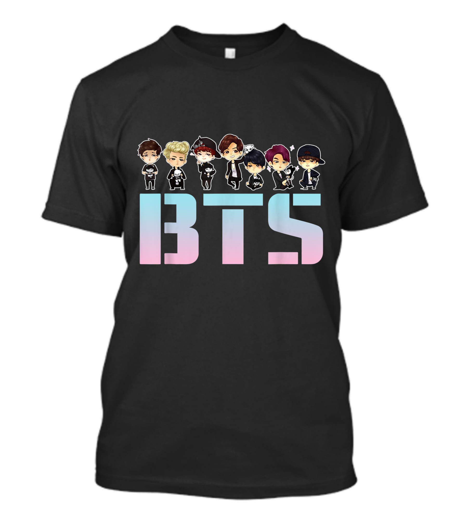 BTS Kpop Chibi Characters Pastel Letters T-Shirt