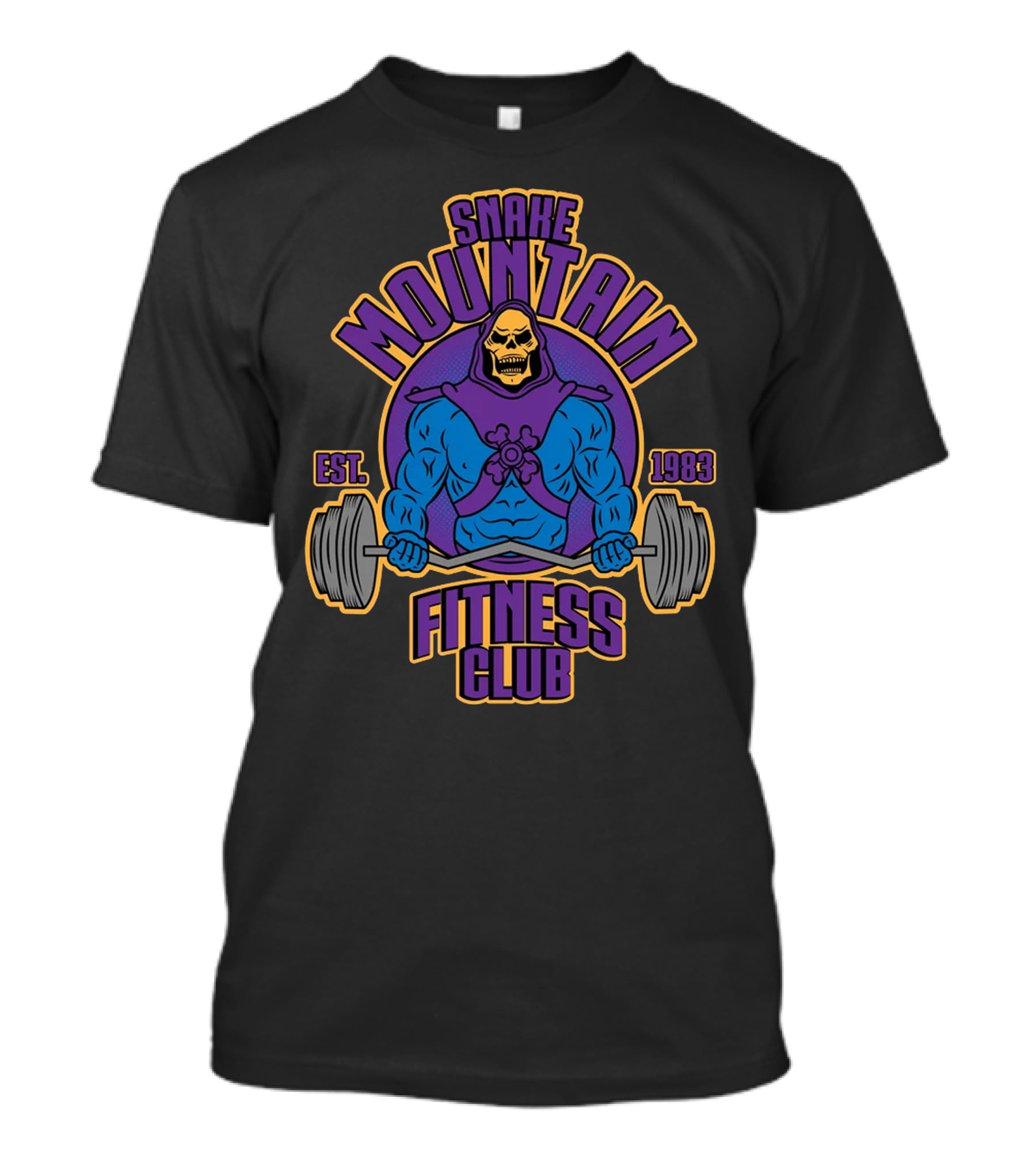 Snake Mountain Fitness Club Est. 1983 Lifting Skull T-Shirt