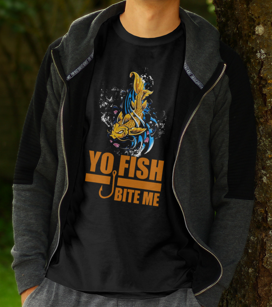 Yo Fish Bite Me Koi Art With Fishing Hook T-Shirt