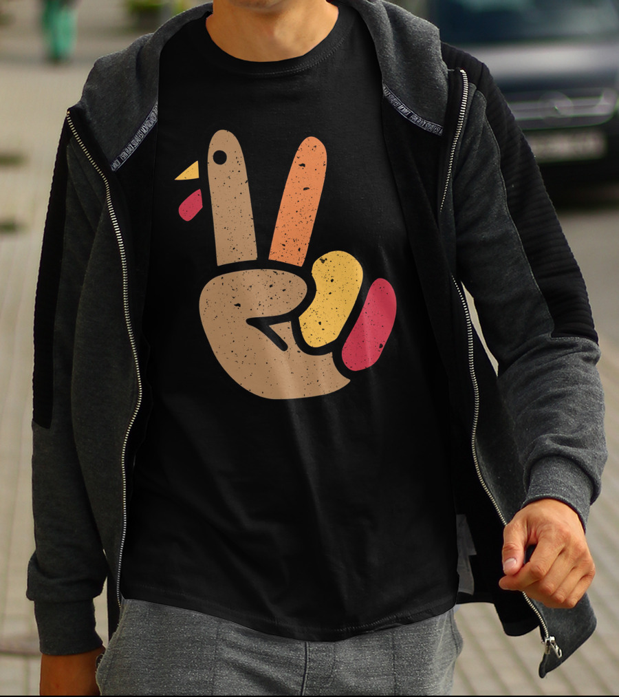 Peace Turkey Hand Cool Thanksgiving T-Shirt