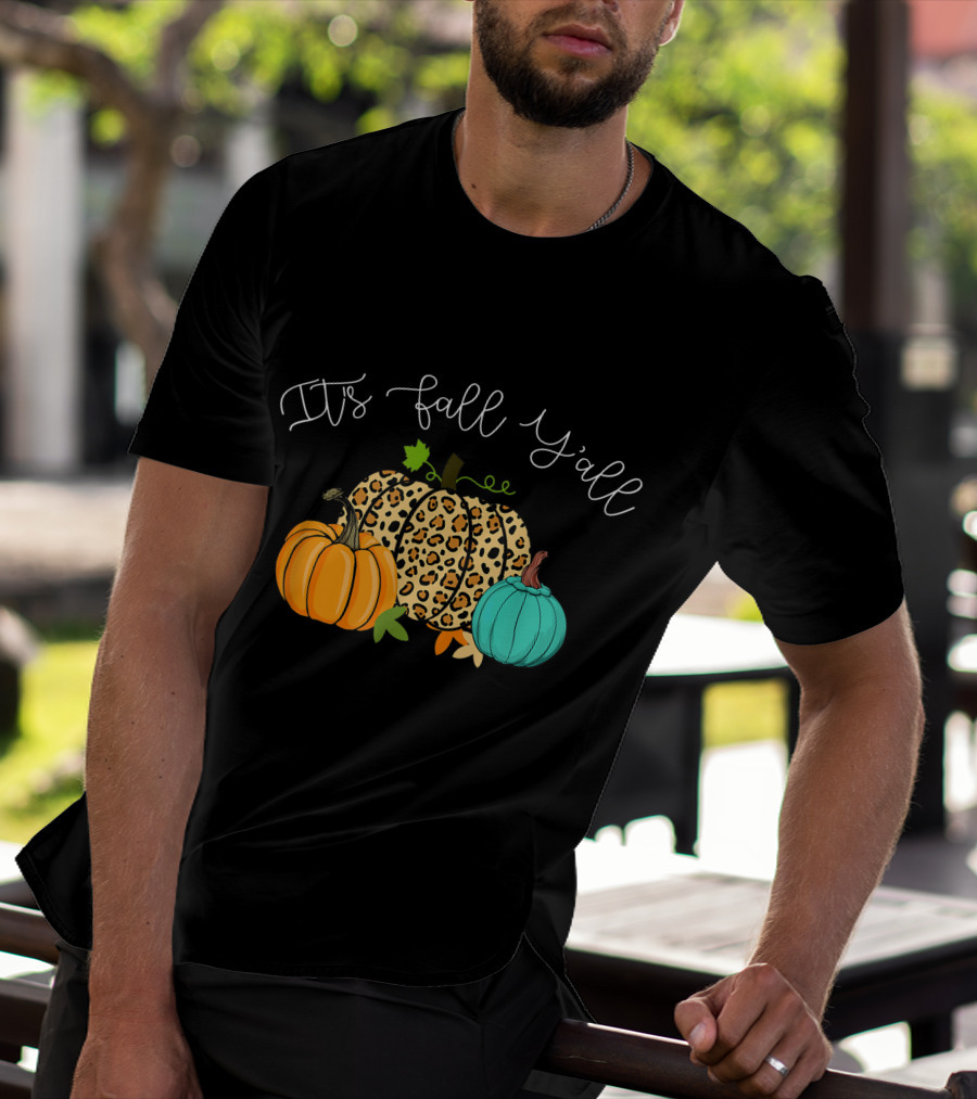 It's Fall Y'all Pumpkins Leopard Print T-Shirt