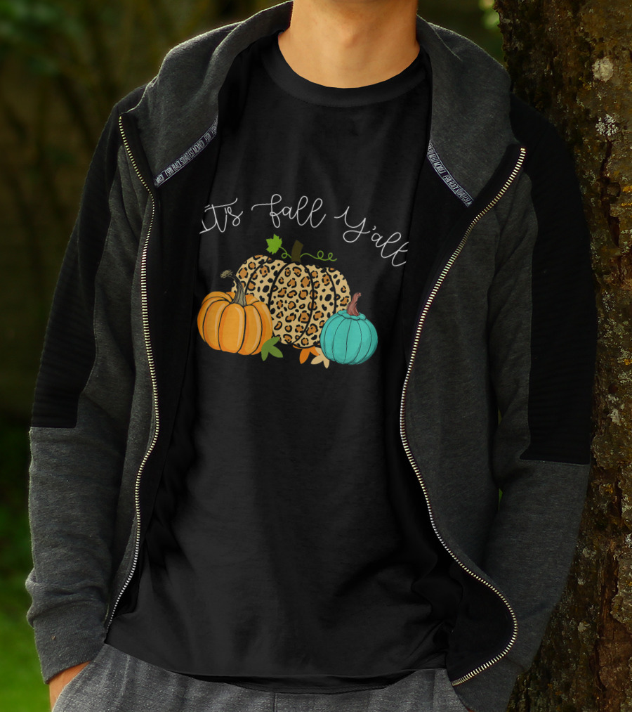 It's Fall Y'all Pumpkins Leopard Print T-Shirt