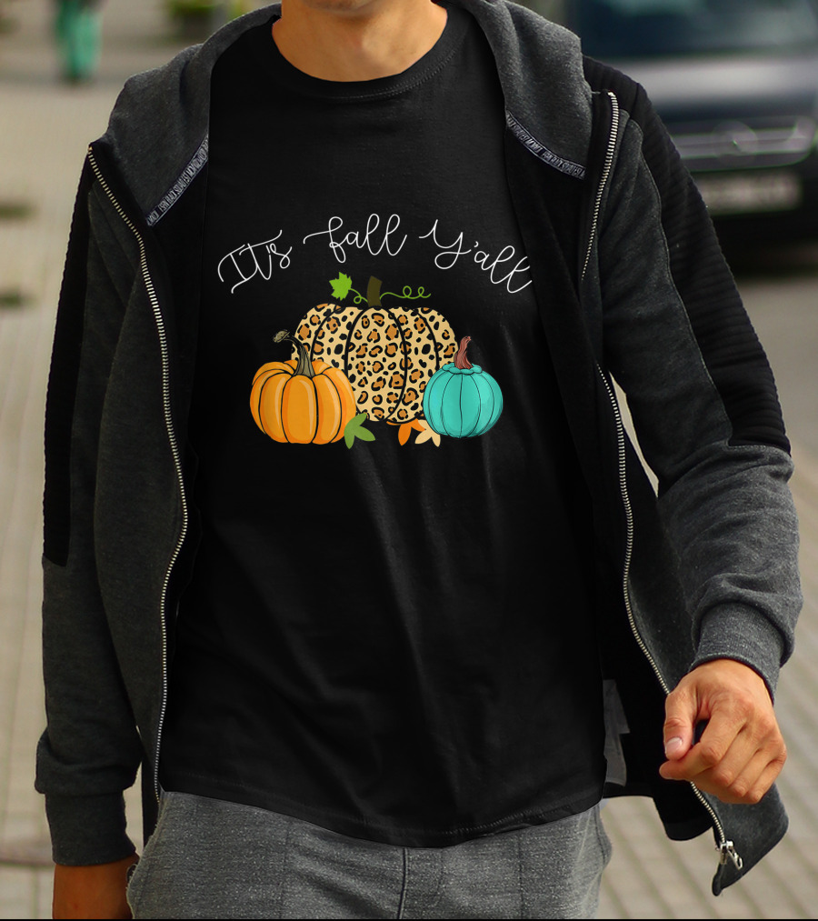 It's Fall Y'all Pumpkins Leopard Print T-Shirt