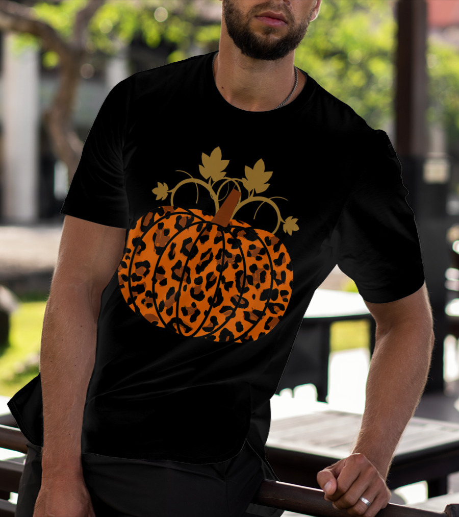 Pumpkin Leopard Halloween Fall Autumn T-Shirt