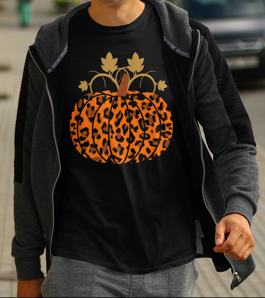 Pumpkin Leopard Halloween Fall Autumn T-Shirt