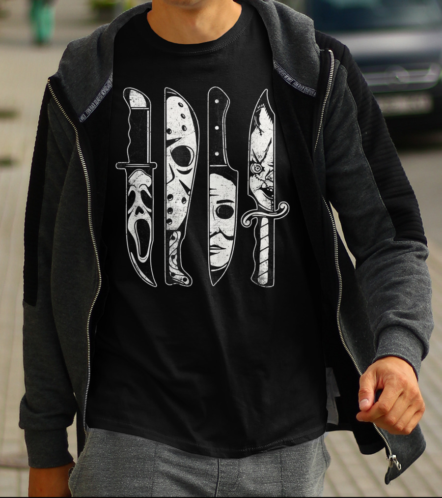 Scary Horror Movies Halloween Icons Scream Jason Michael Pennywise T-Shirt