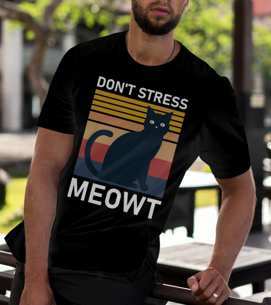 Don't Stress Meowt Retro Striped Cat T-Shirt