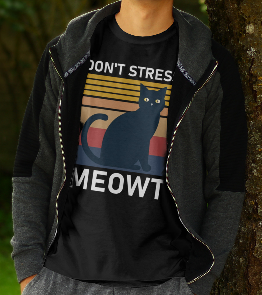Don't Stress Meowt Retro Striped Cat T-Shirt