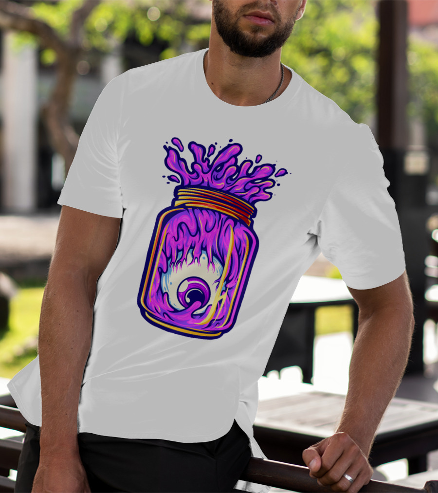 Zombie Eyeball Jar Overflowing With Purple Liquid T-Shirt