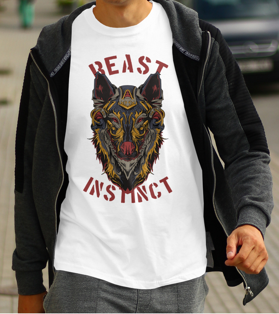 Beast Instinct Wolf Warrior Emblem T-Shirt
