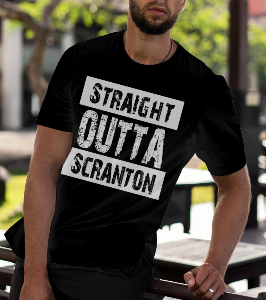 Straight Outta Scranton The Office Inspired Text T-Shirt