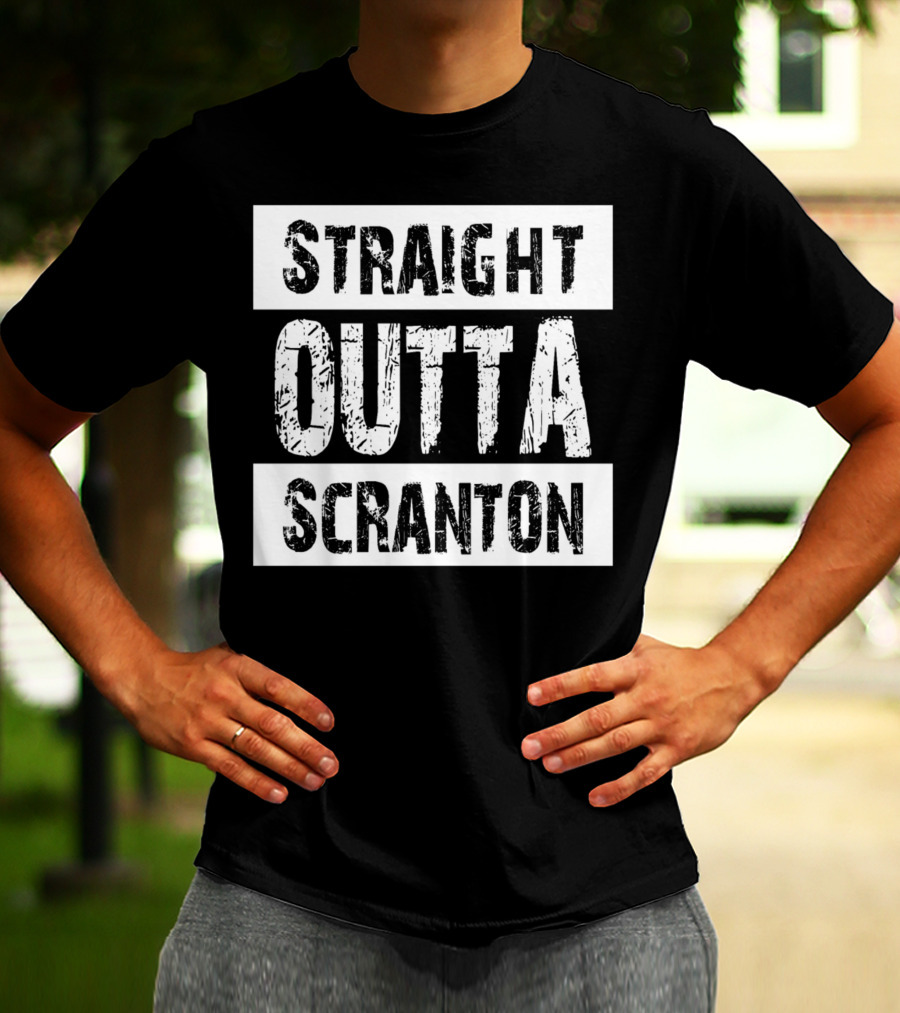 Straight Outta Scranton The Office Inspired Text T-Shirt