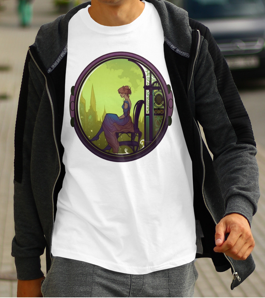 Thoughtful Rest In Tranquil Art Nouveau Serenity T-Shirt