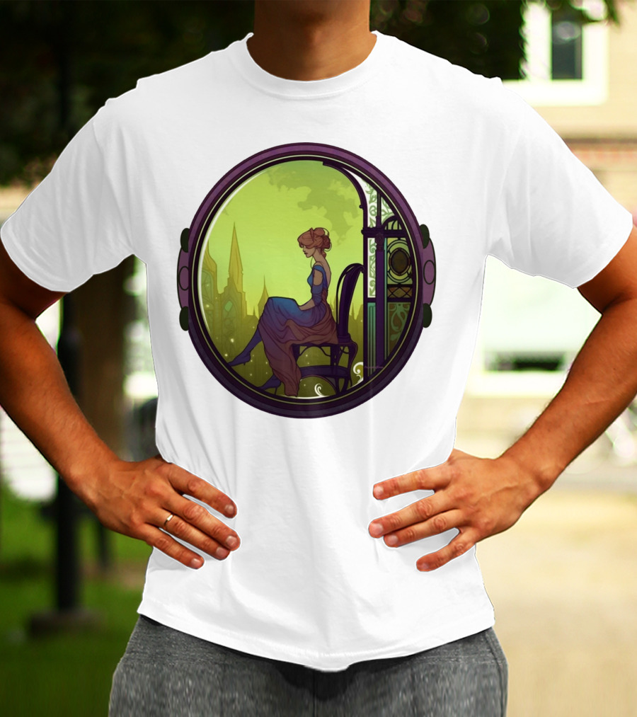 Thoughtful Rest In Tranquil Art Nouveau Serenity T-Shirt