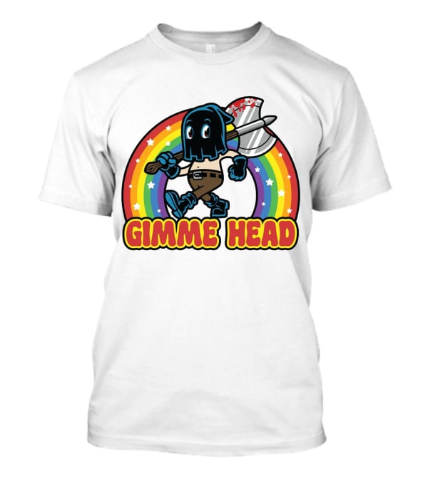 Gimme Head Colorful Hooded Figure With Bloody Axe And Rainbow T-Shirt