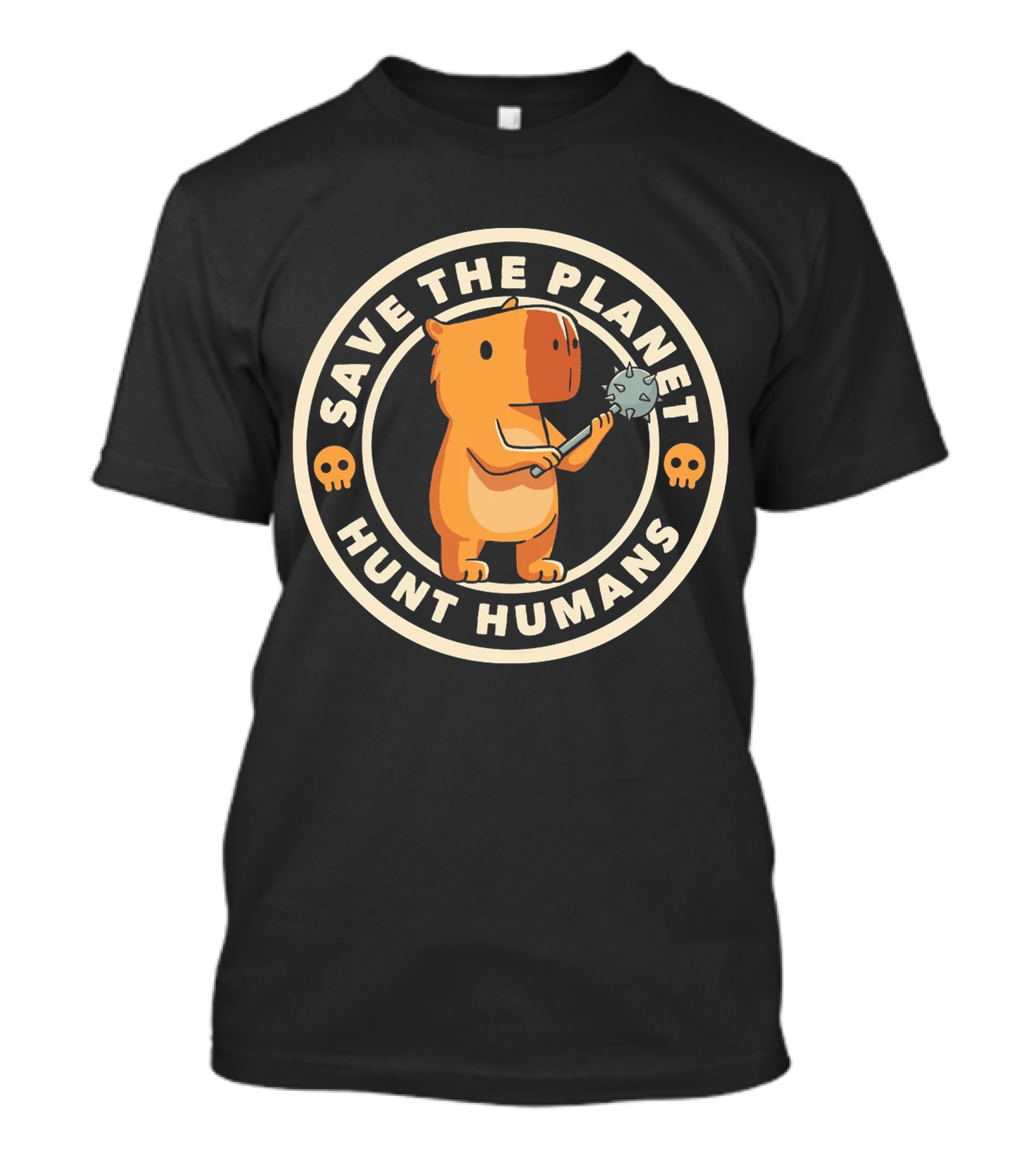 Save The Planet Hunt Humans Cute Bear With Caveman Club T-Shirt