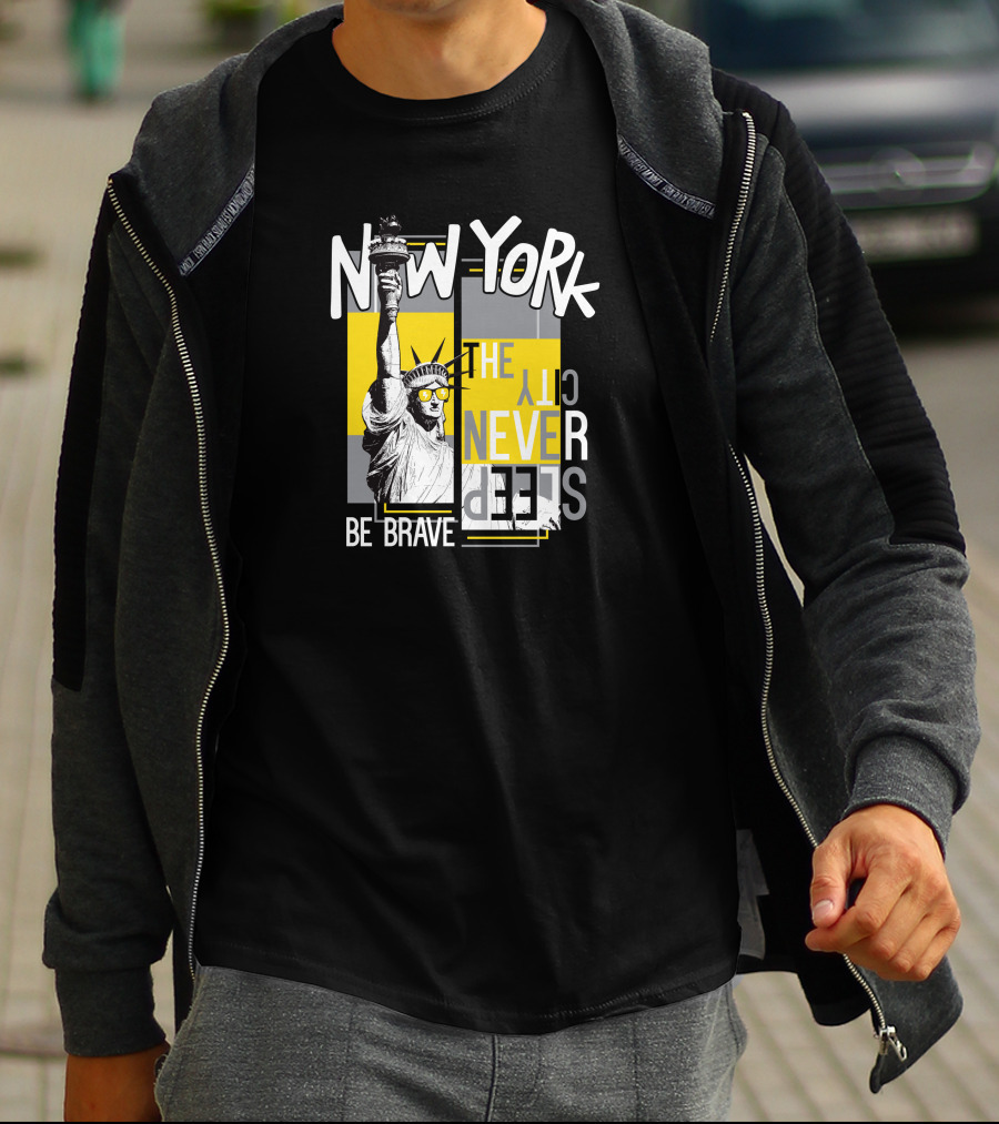 New York City Never Sleeps Statue Of Liberty Be Brave T-Shirt