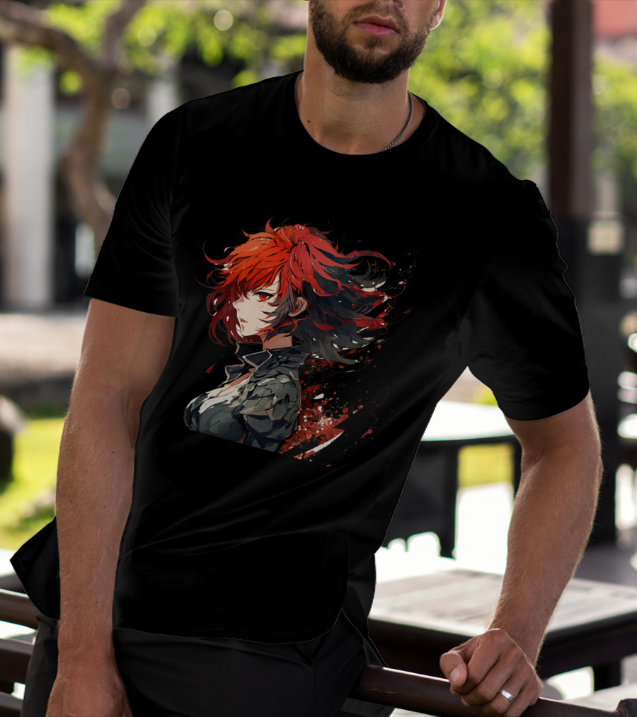 Ryuko Red Hair Anime Character Dynamic T-Shirt