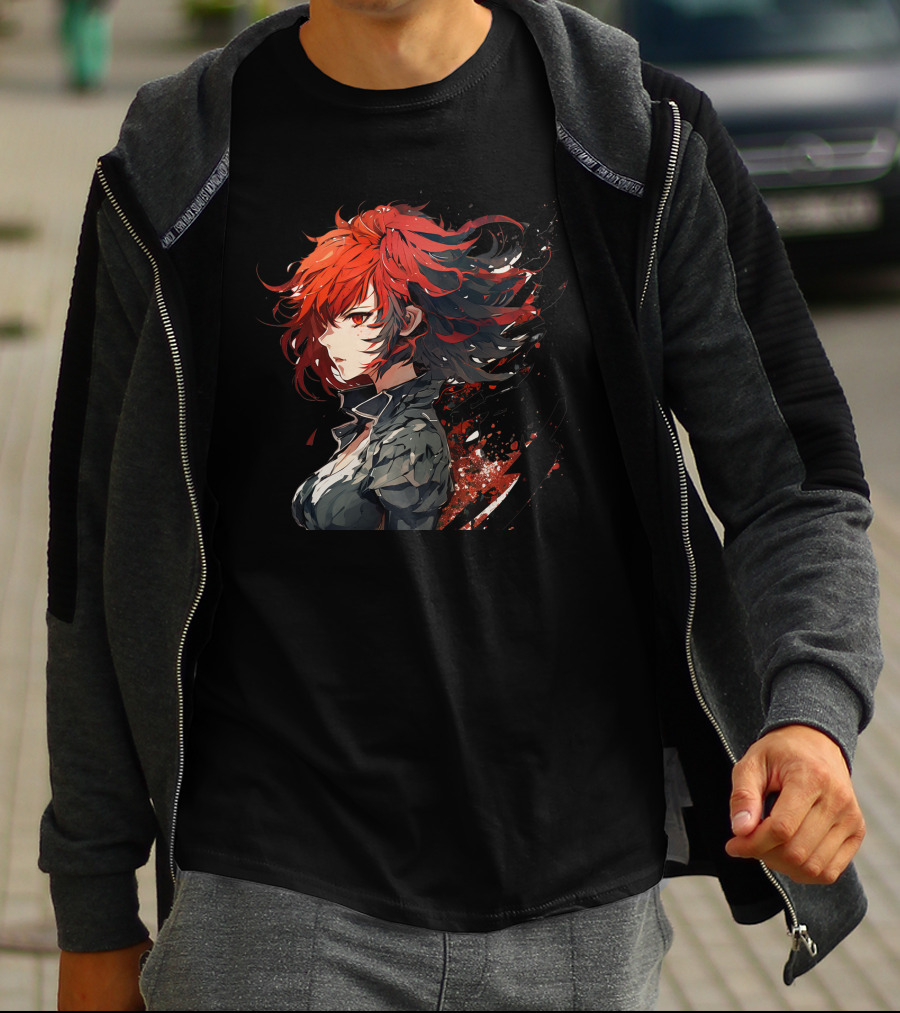 Ryuko Red Hair Anime Character Dynamic T-Shirt
