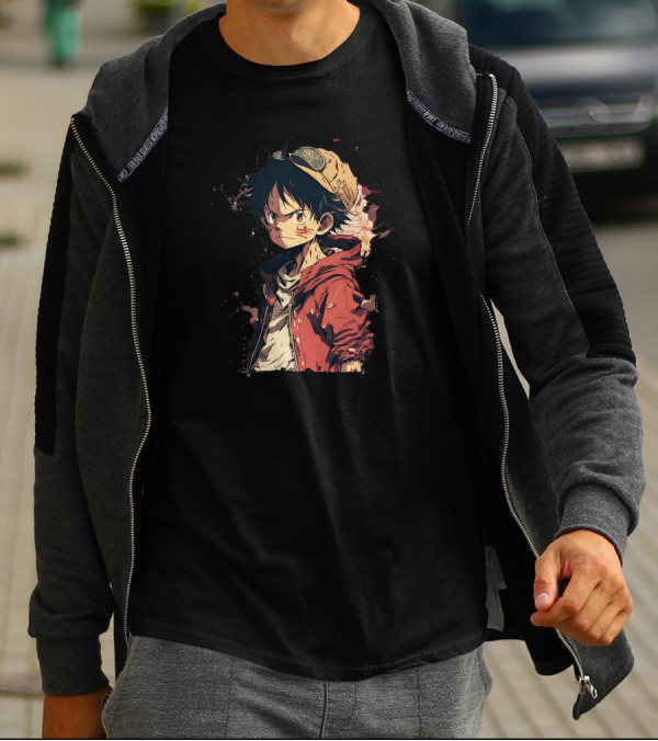 Luffy Kid One Piece Straw Hat Red Jacket Character T-Shirt