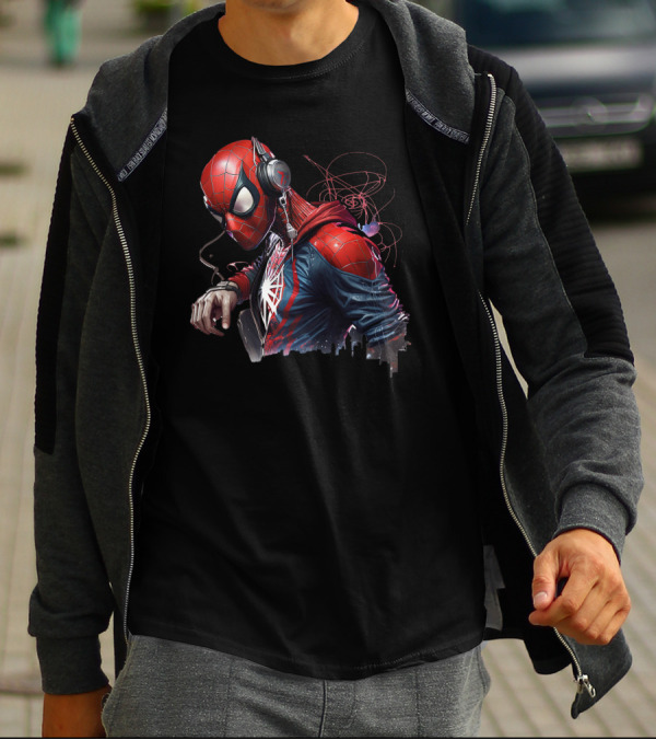 Spider Man Hip Hop Headphones Urban Vibes T-Shirt