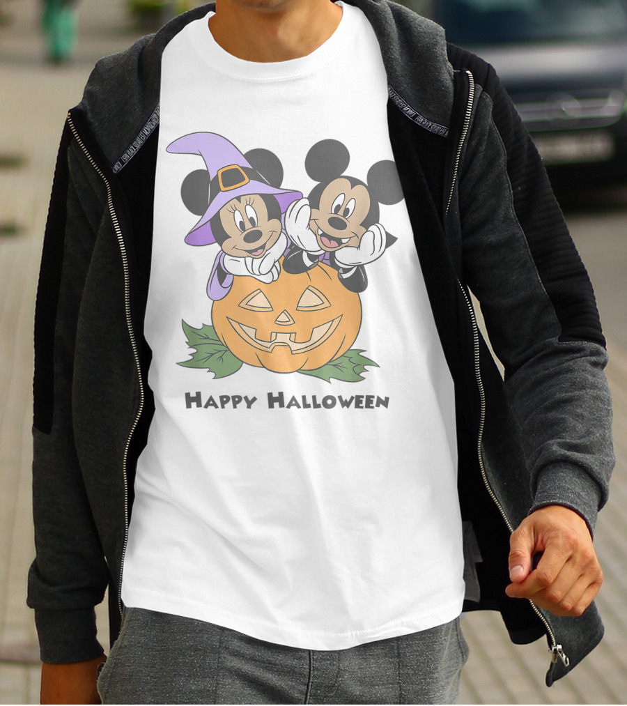 Happy Halloween Pumpkin Mickey And Minnie T-Shirt