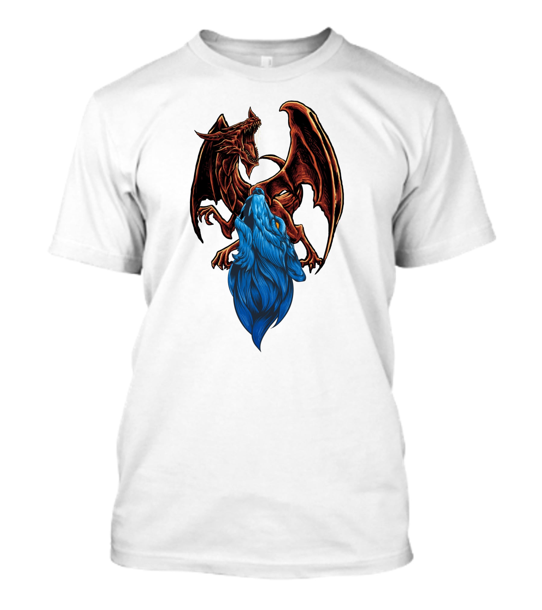 DRAGON Red And Blue Mythical Creature T-Shirt