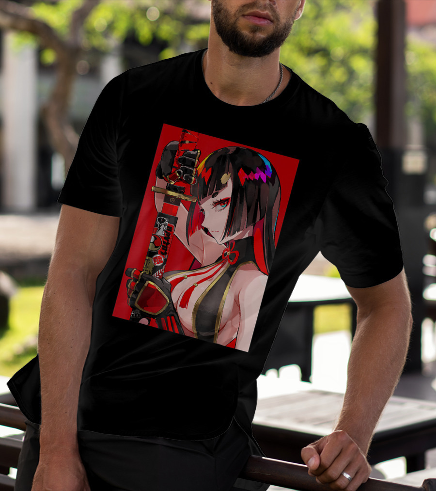 Anime Girl Japanese Aesthetic Katana Warrior Otaku T-Shirt