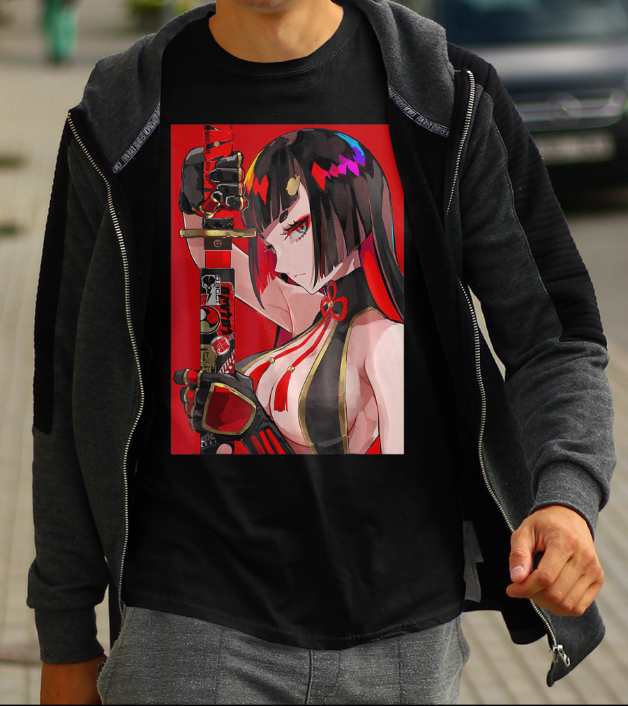 Anime Girl Japanese Aesthetic Katana Warrior Otaku T-Shirt