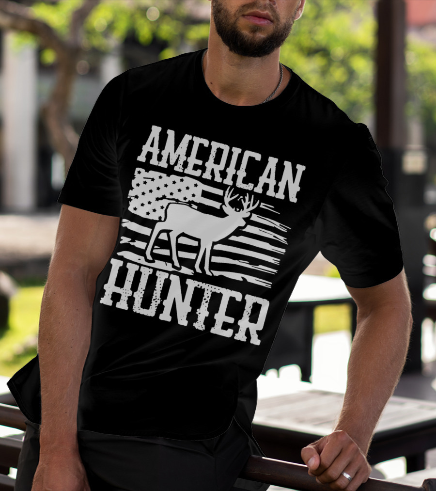 American Flag American Hunter Patriot Party Decor Usa T-Shirt