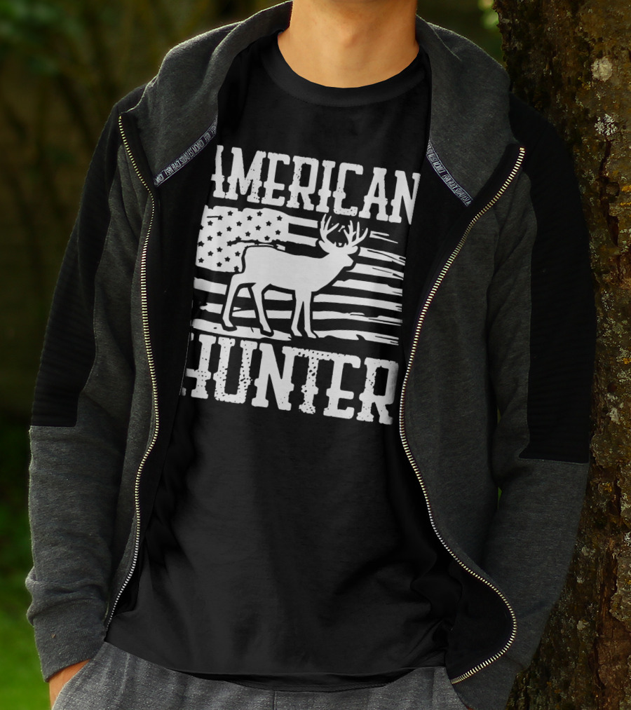 American Flag American Hunter Patriot Party Decor Usa T-Shirt