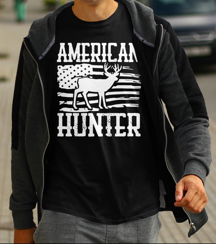 American Flag American Hunter Patriot Party Decor Usa T-Shirt