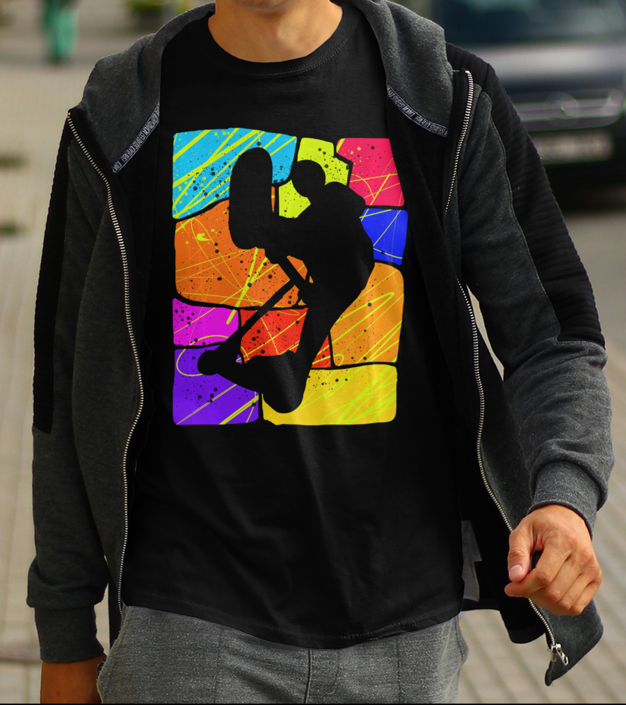 Awesome Scooter Teens Colorful Silhouette Adventure T-Shirt