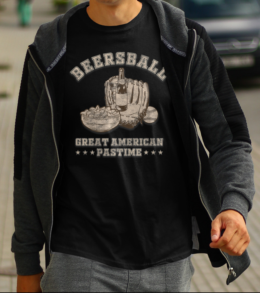 Beersball Great American Pastime Baseball Beersball Chips And Beer Softball Series Dad T-Shirt