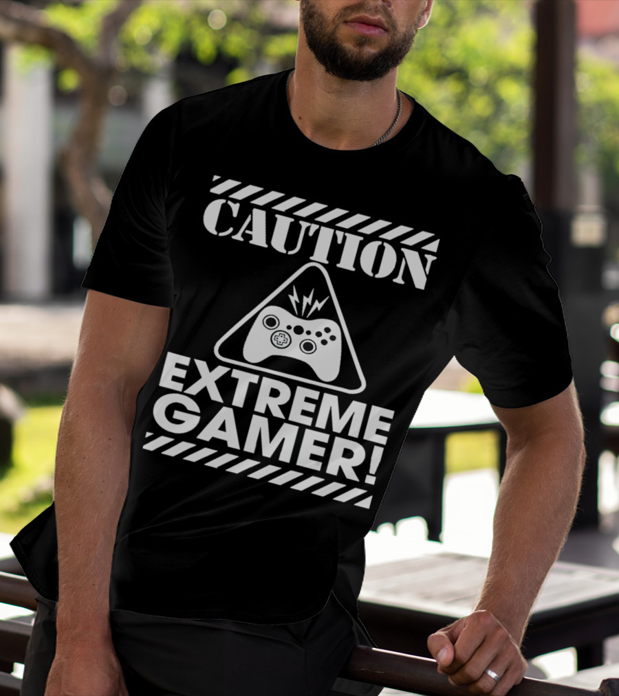Caution Extreme Gamer Controller Warning T-Shirt