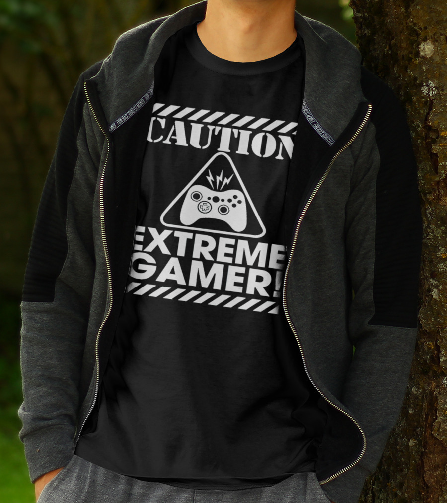 Caution Extreme Gamer Controller Warning T-Shirt