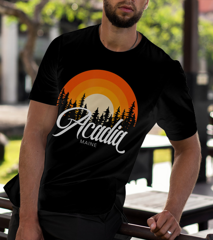 Acadia Maine Sunset Forest Adventure In National Park T-Shirt