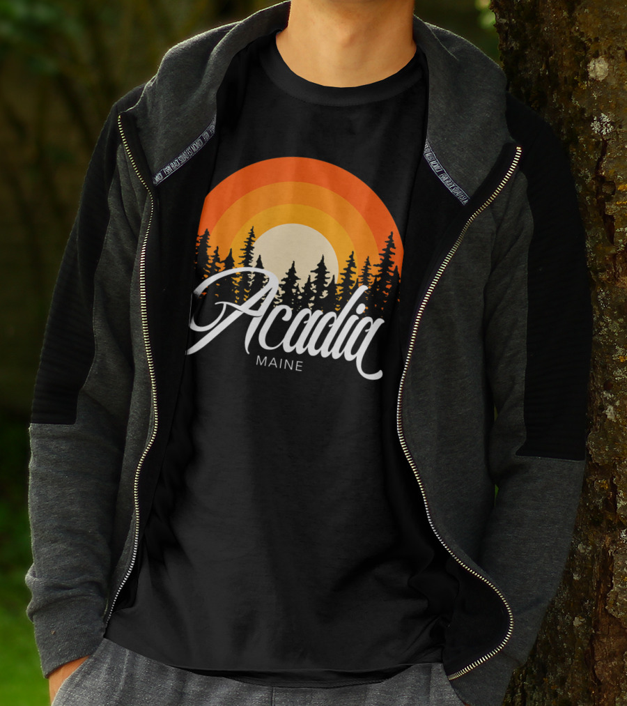 Acadia Maine Sunset Forest Adventure In National Park T-Shirt