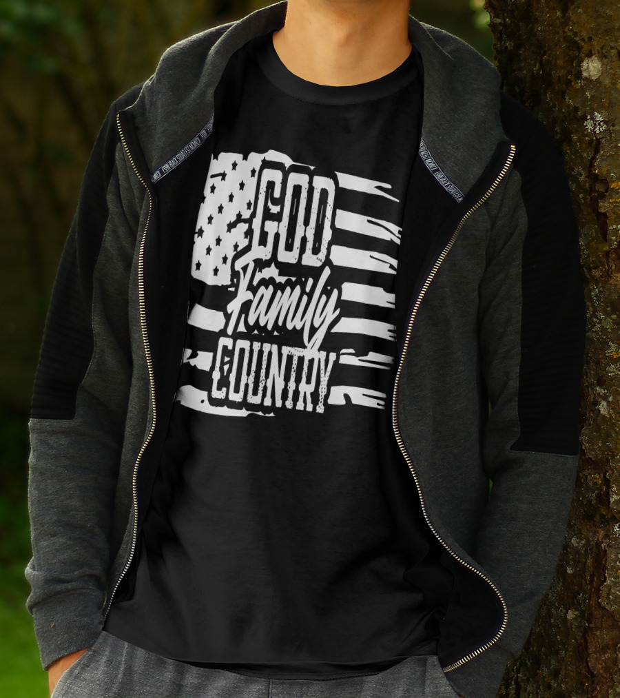 American Flag God Family Country Patriot Party Decor USA T-Shirt