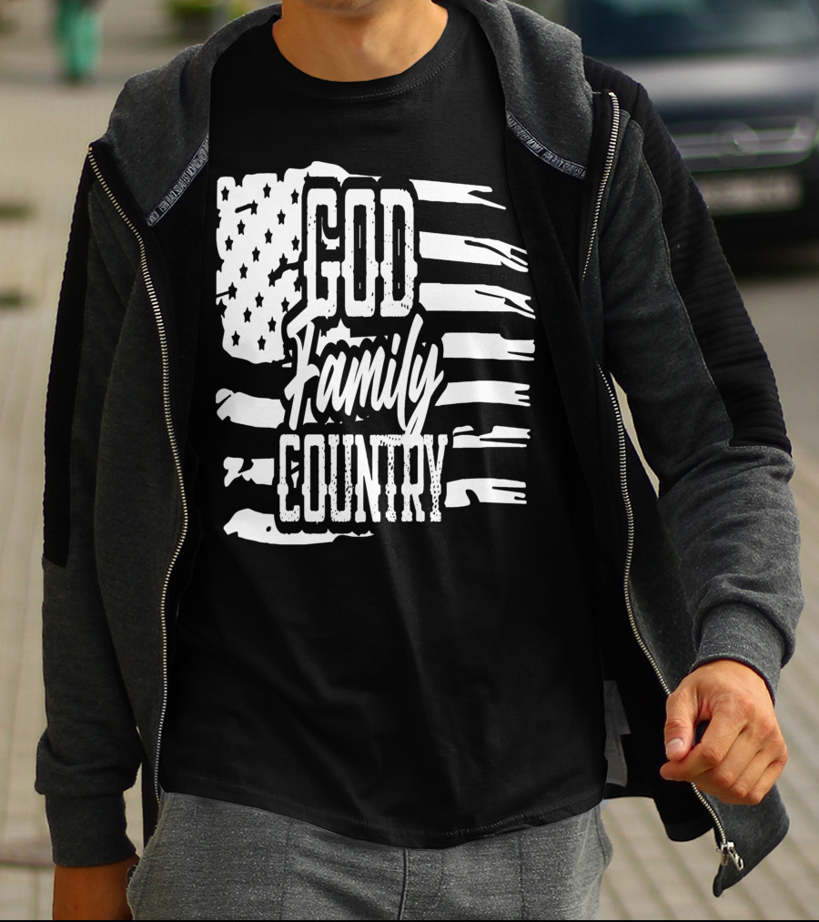 American Flag God Family Country Patriot Party Decor USA T-Shirt