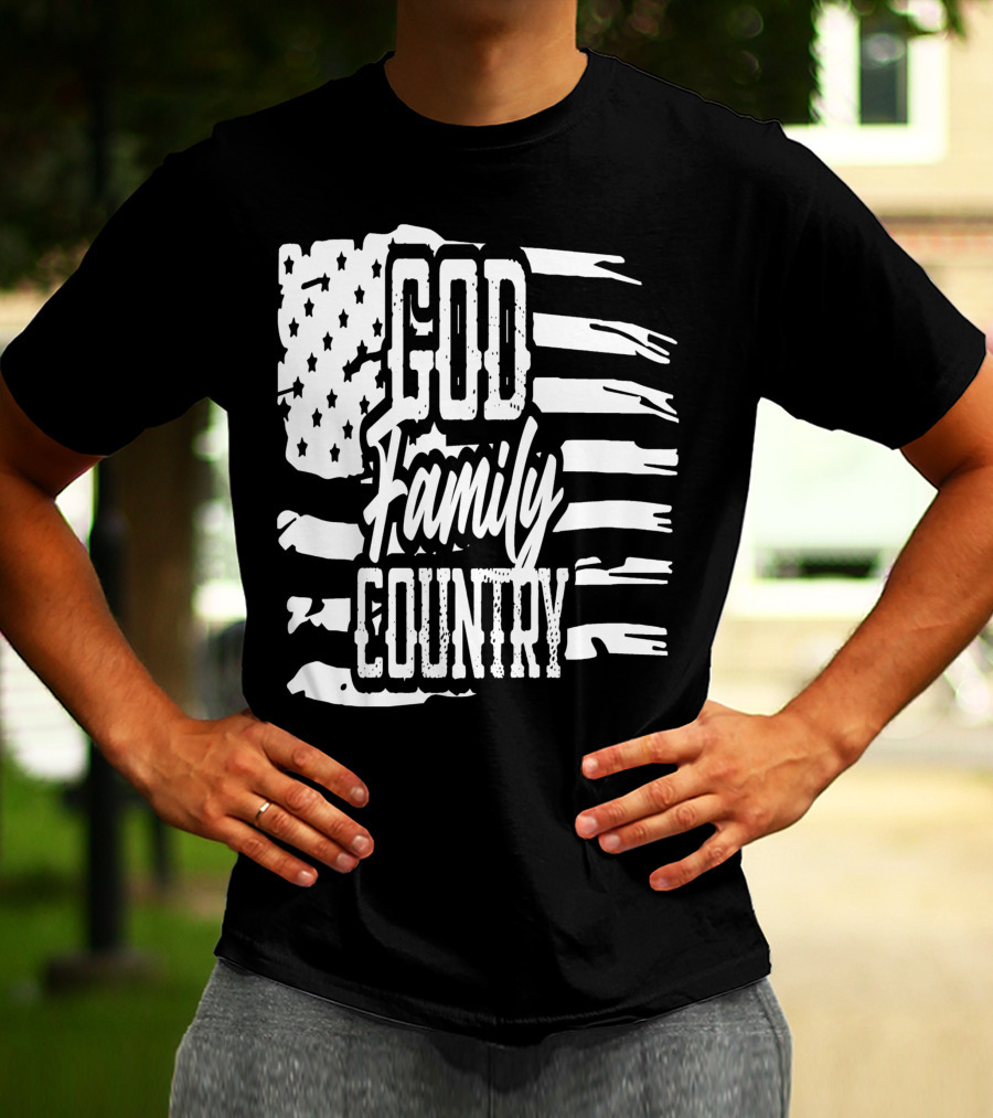 American Flag God Family Country Patriot Party Decor USA T-Shirt