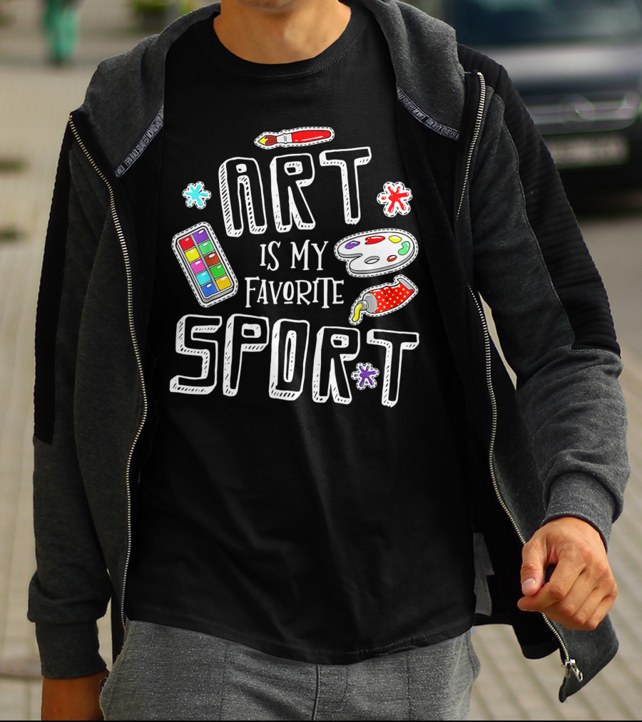 Art Is My Favorite Sport Painter's Palette Brushes Colors T-Shirt