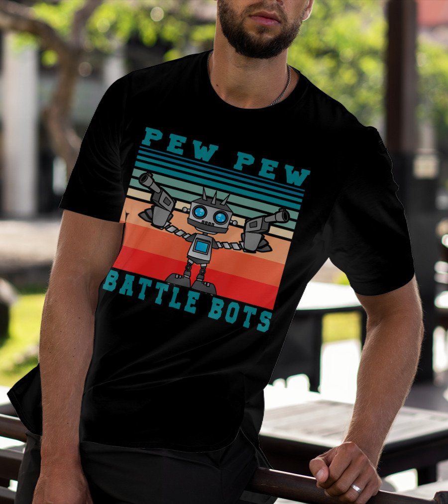 Pew Pew Battle Bots Robot Fighting Combat T-Shirt