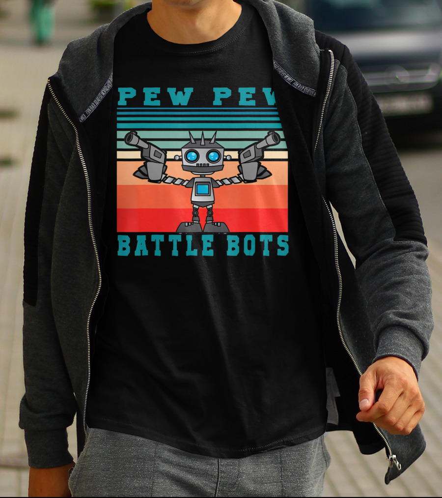 Pew Pew Battle Bots Robot Fighting Combat T-Shirt