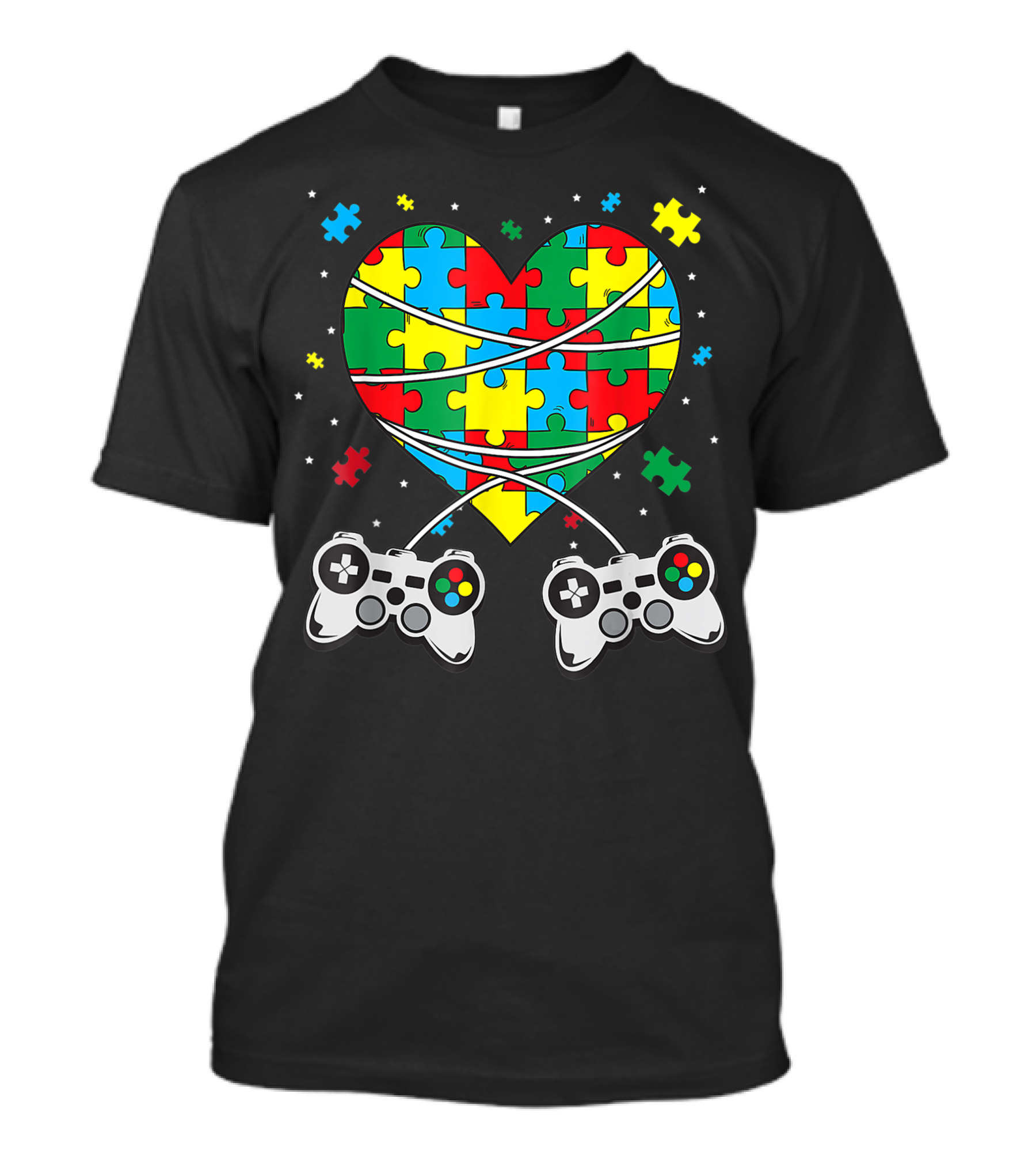 Boys Autism Awareness Month Puzzle Heart Video Game Controllers T-Shirt