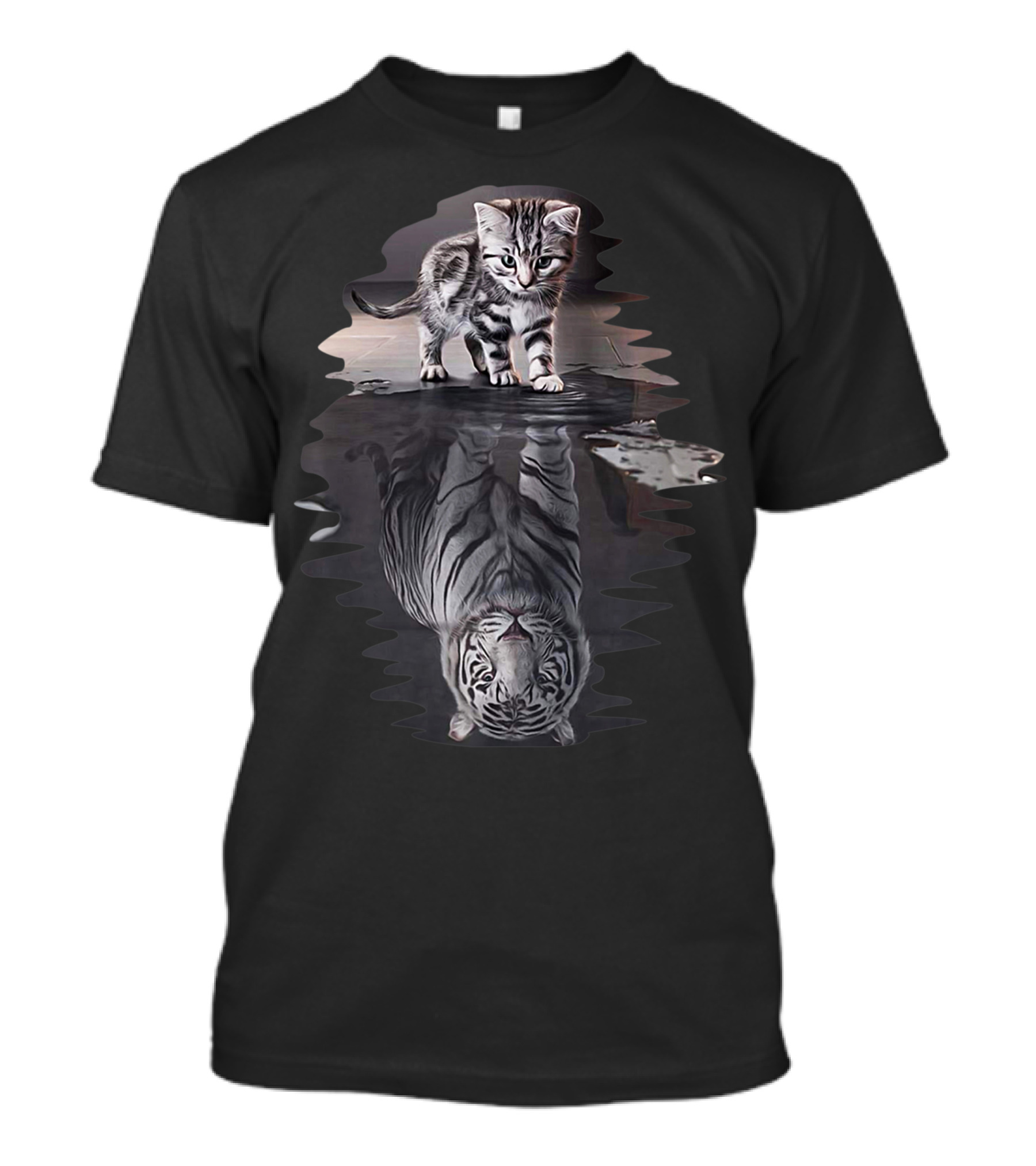 Cat Reflection As Tiger In Water T-Shirt