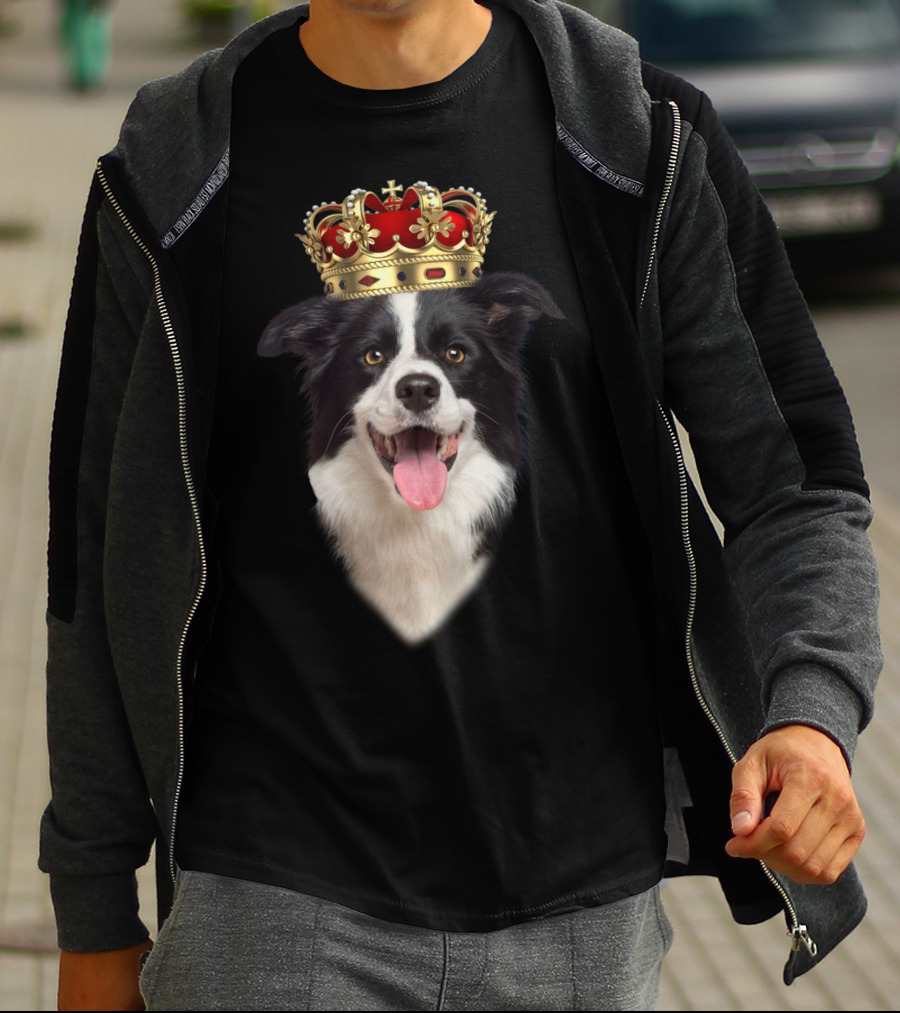Royal Collie King Dog With Crown T-Shirt